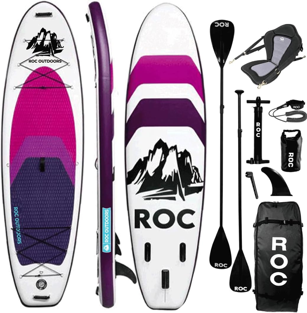Roc Inflatable Stand Up Paddle Board 10' 6" with Premium SUP Paddle Board Accessories, Wide Stable Design, Non-Slip Comfort Deck for Youth & Adults