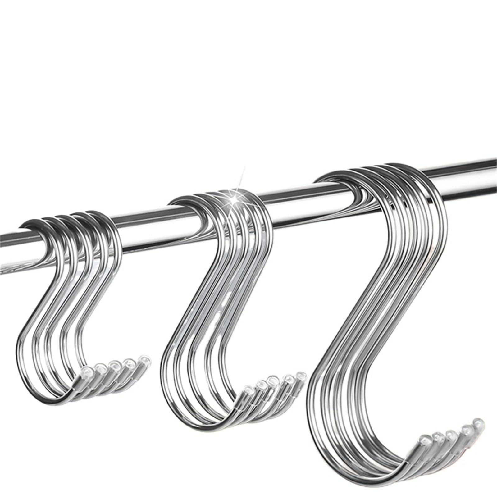 100 ganchos en forma de S acero inoxidable con punta afilada for colgar utensilios carne, ropa y carnicería, cocina repostería para Procesamiento de Carne(M)