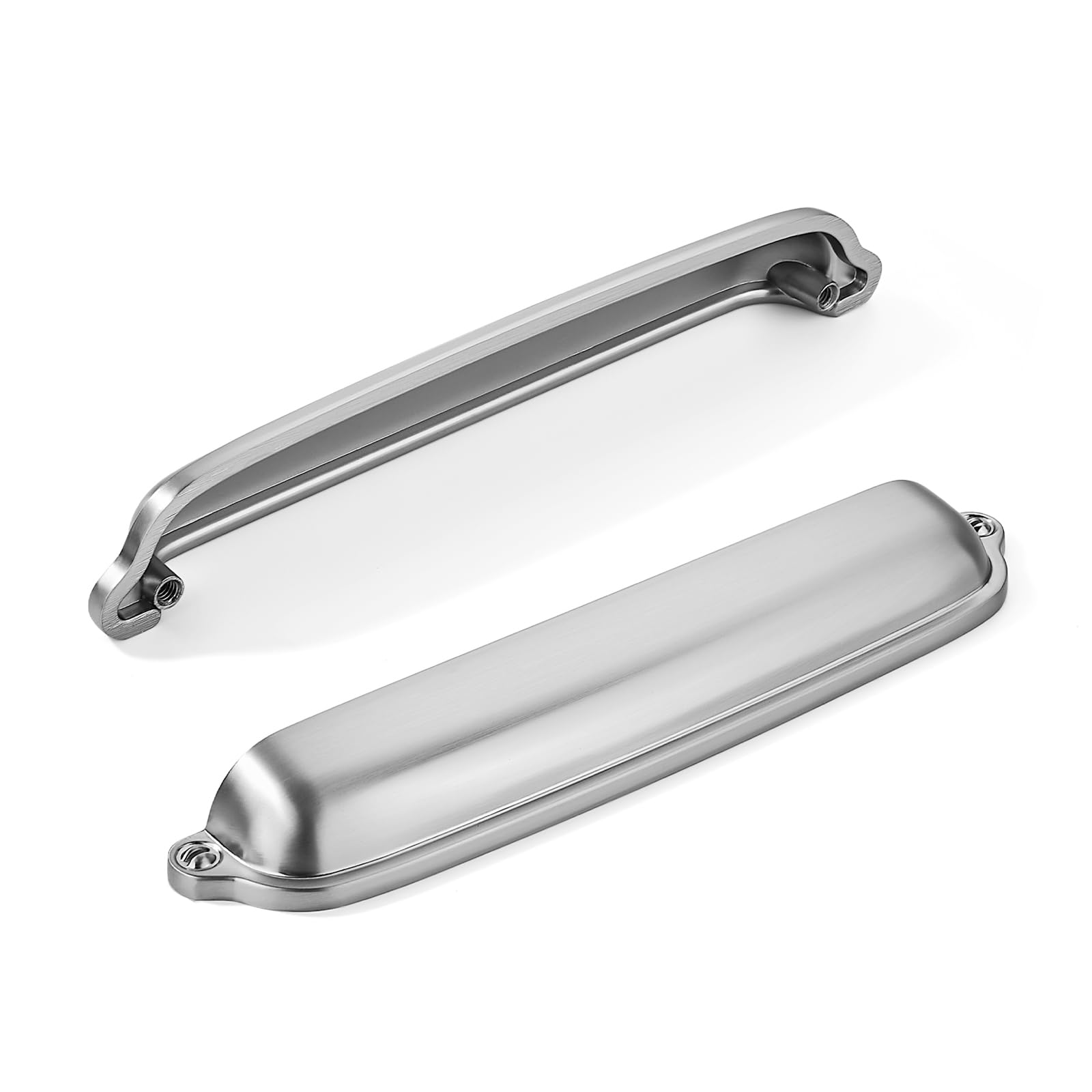 khtumeware 2 Pack Brushed Nickel Cup Pulls 6 Inch Center to Center - Cabinet & Drawer Handles for Kitchen Hardware