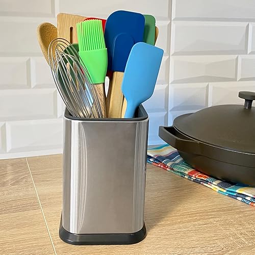 Miniatura 9 de Evelots Soporte para utensilios de cocina de acero inoxidable, organizador, organizador de cubiertos, puede almacenar hasta 15 utensilios grandes