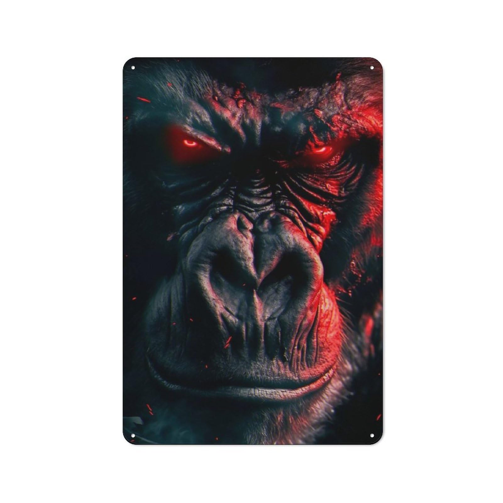 Junmoney Angry Gorilla Tin Wall Plaque 30X20cm With For Living Room Or Hallway, A Decorative Christmas Gift For Hallway Decor Fans