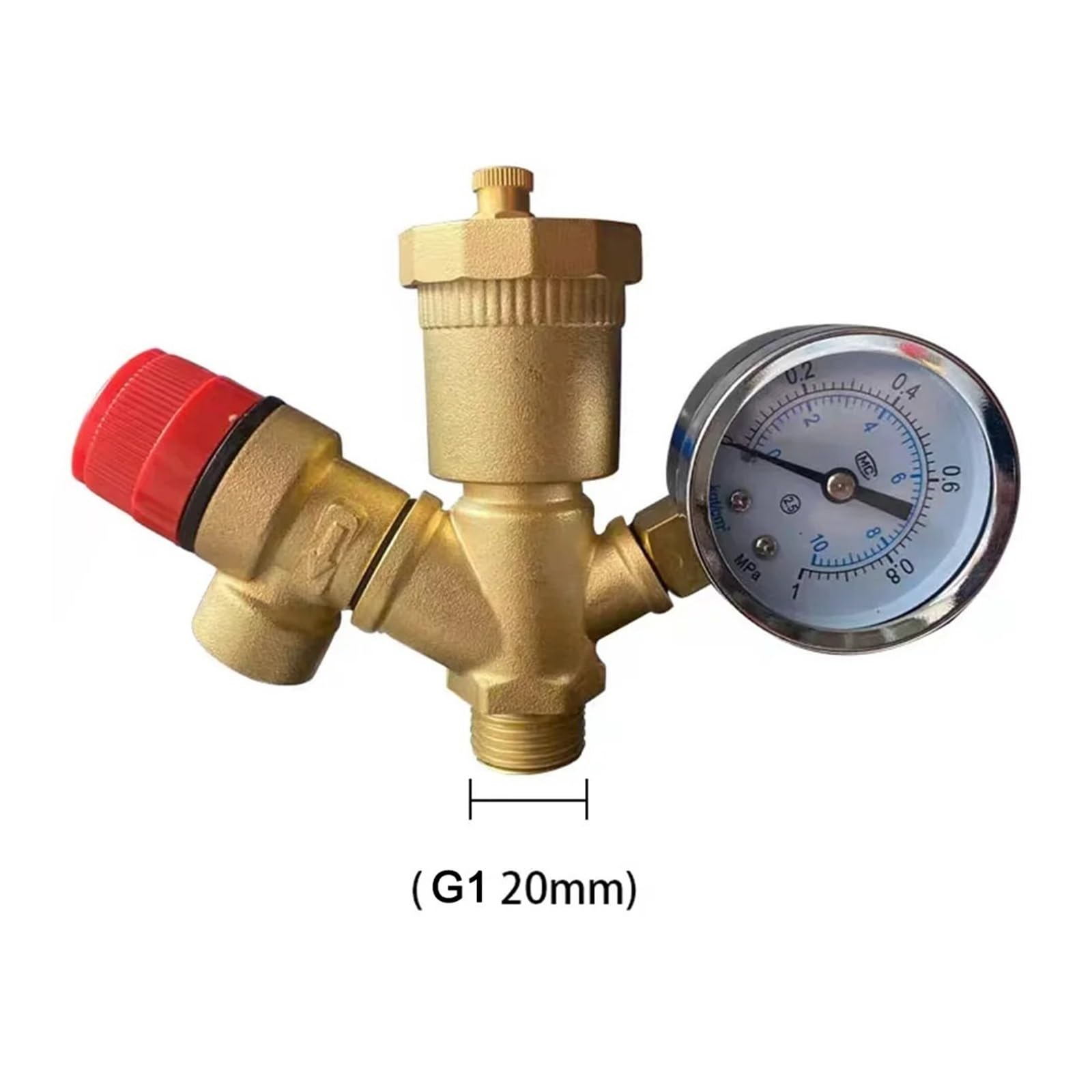 Valvola a sfera, 1/2 ''3/4'' 1'' Gruppo Di Sicurezza Caldaia Valvola In Ottone Limitatrice Pressione Con Manometro For Il Riscaldamento Scaldabagno(1 inch)