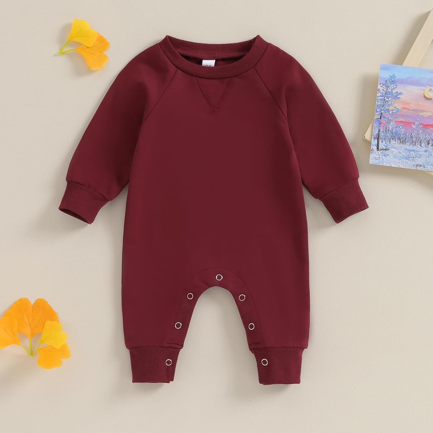Newborn Infant Baby Boy Girl Clothes Solid Color Long Sleeve Romper Jumpsuit One Piece Bodysuit Fall Winter Outfit - Image 2