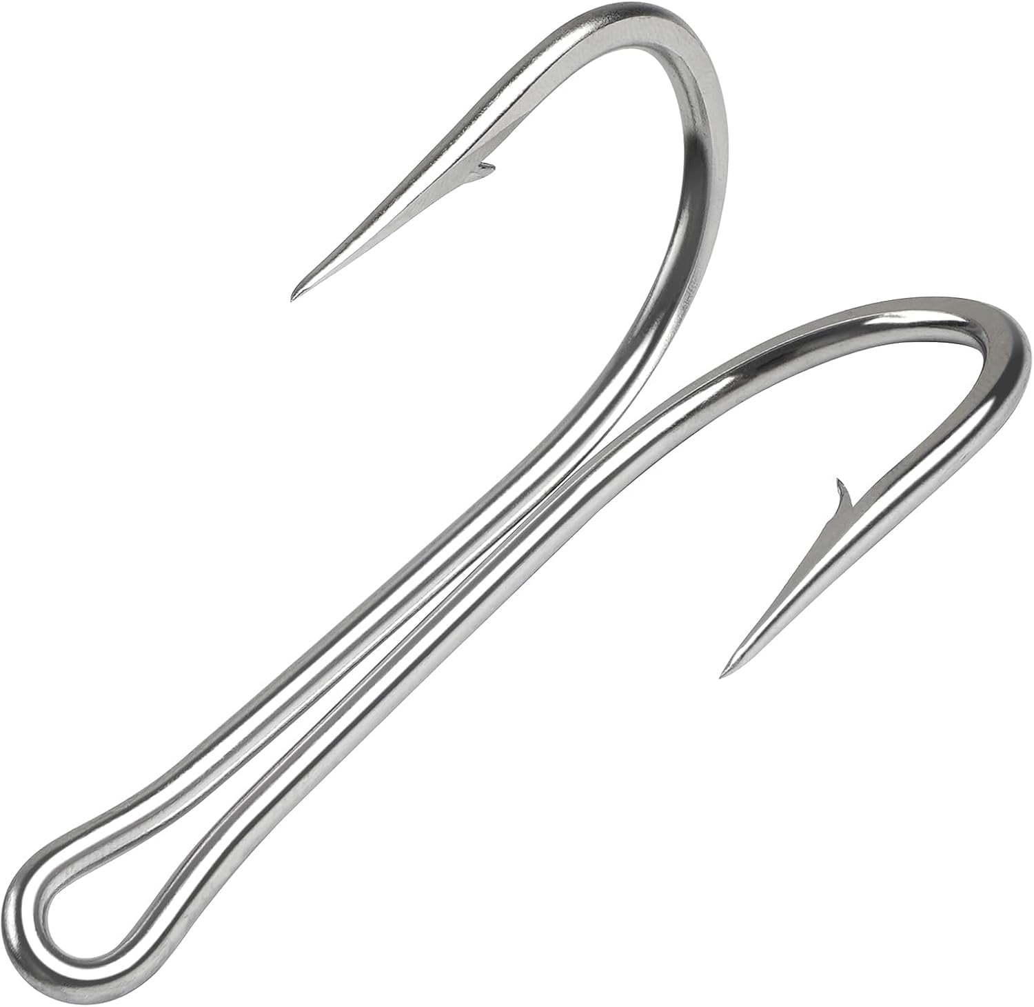 Lot de 50 hameçons doubles en acier à haute teneur en carbone avec tige ouverte pour eau douce et eau salée (1