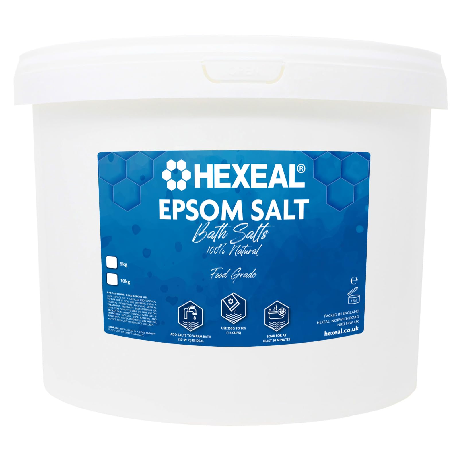 Epsom Salt 100% Natural 10kg – 10kg Bucket of Food Grade Magnesium Sulphate for Bathing, Gardening & Household Use – Suitable for Personal Care, Soil Enrichment, and More