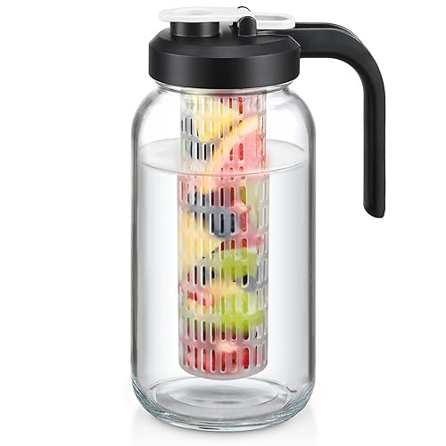 Heavy Duty Mason Jar Fruit Infuser Water Pitcher, Leak-proof Glass