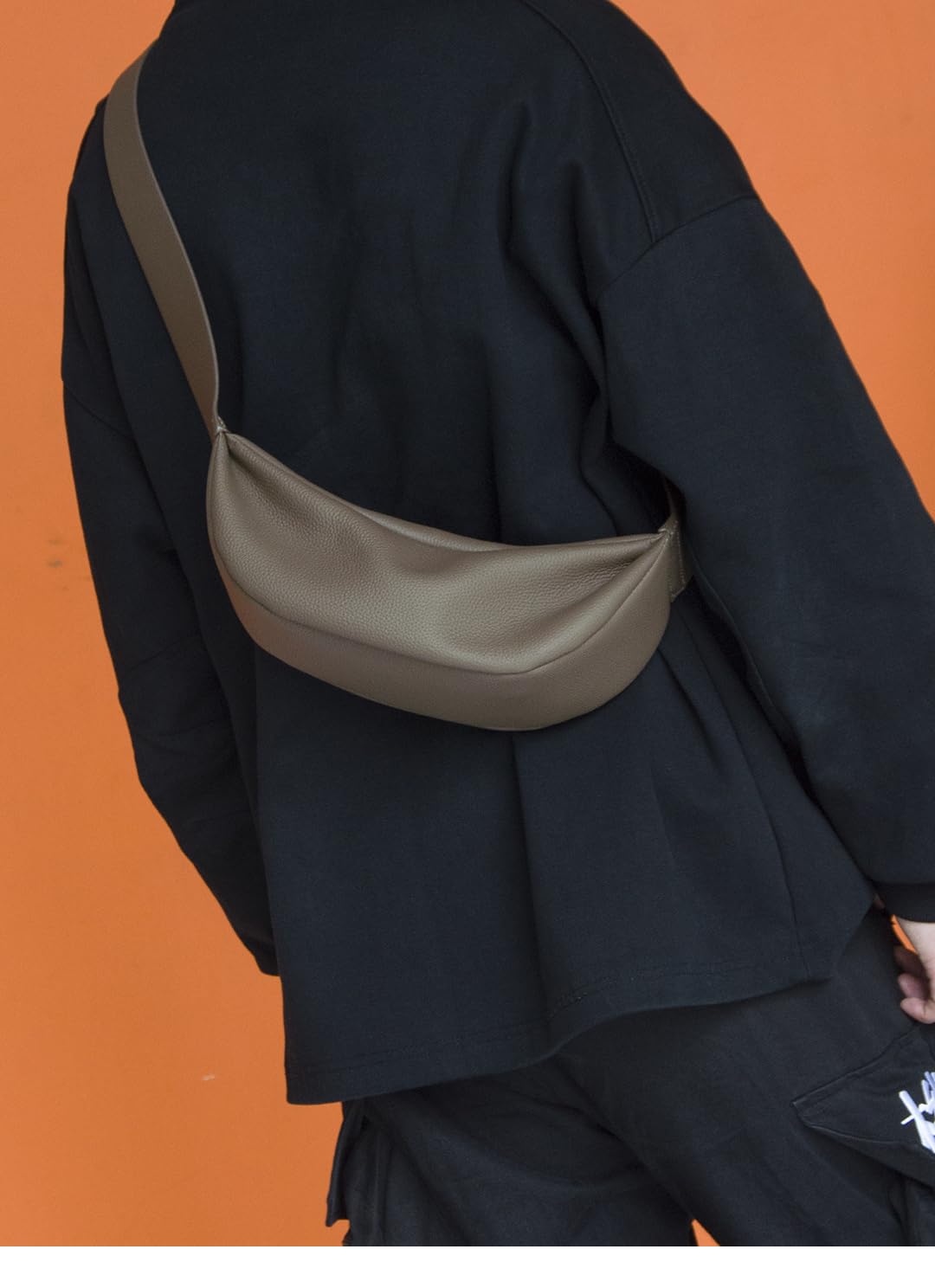 DONNAIN Hochwertige Halbmond Tasche Damen Leder, Crossbody Bag Damen, Echtes Leder, Moon Bag Damen Leder, Kleine Umhängetasche Echtleder mit Breitem Riemen