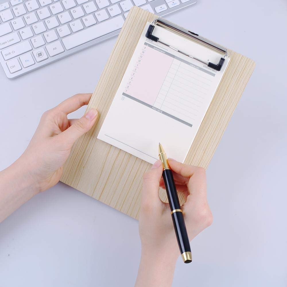 Appunti di forniture per ufficio 4 pezzi A4 A5 Appunti Cancelleria in legno Blocco per appunti Clip per lavagna Cartoleria Accessori per forniture per ufficio per la scuola Kit di archiviazione per fi