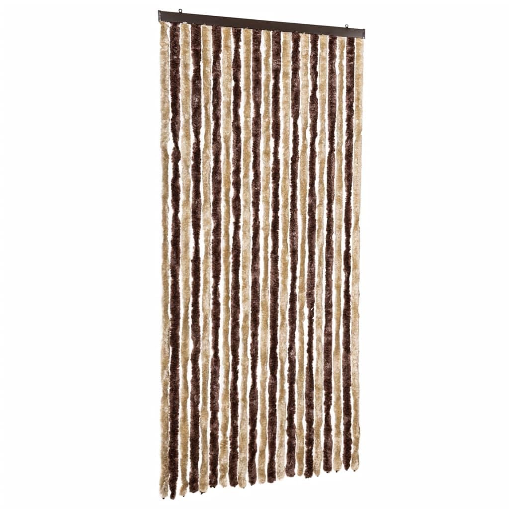 vidaXL Insect Curtain Doorway Fly Mosquito Bug Blind Screen Guard Curtain Adjustable Home Caravan Beige and Light Brown 90x200 cm Chenille โ image 1