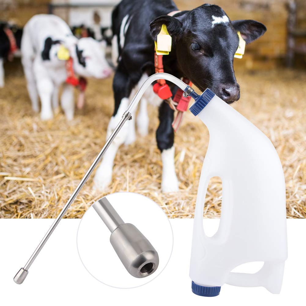 Biberón para Terneros de Acero Inoxidable, Biberón para Medicina de Leche de Calidad Alimentaria con Mango Espesante y Boca Grande, para Terneros 3L 4L (4L)
