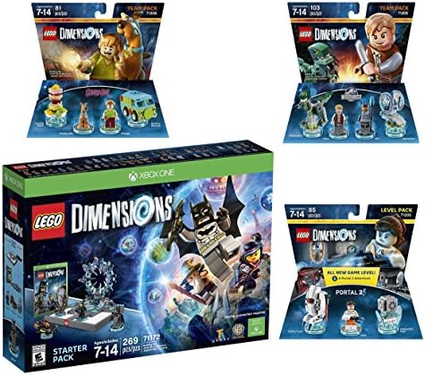 Lego Dimensions Starter Pack + Portal 2 Level Pack + Scooby Doo Team Pack + Jurassic World Team Pack for Xbox One or Xbox One S Console