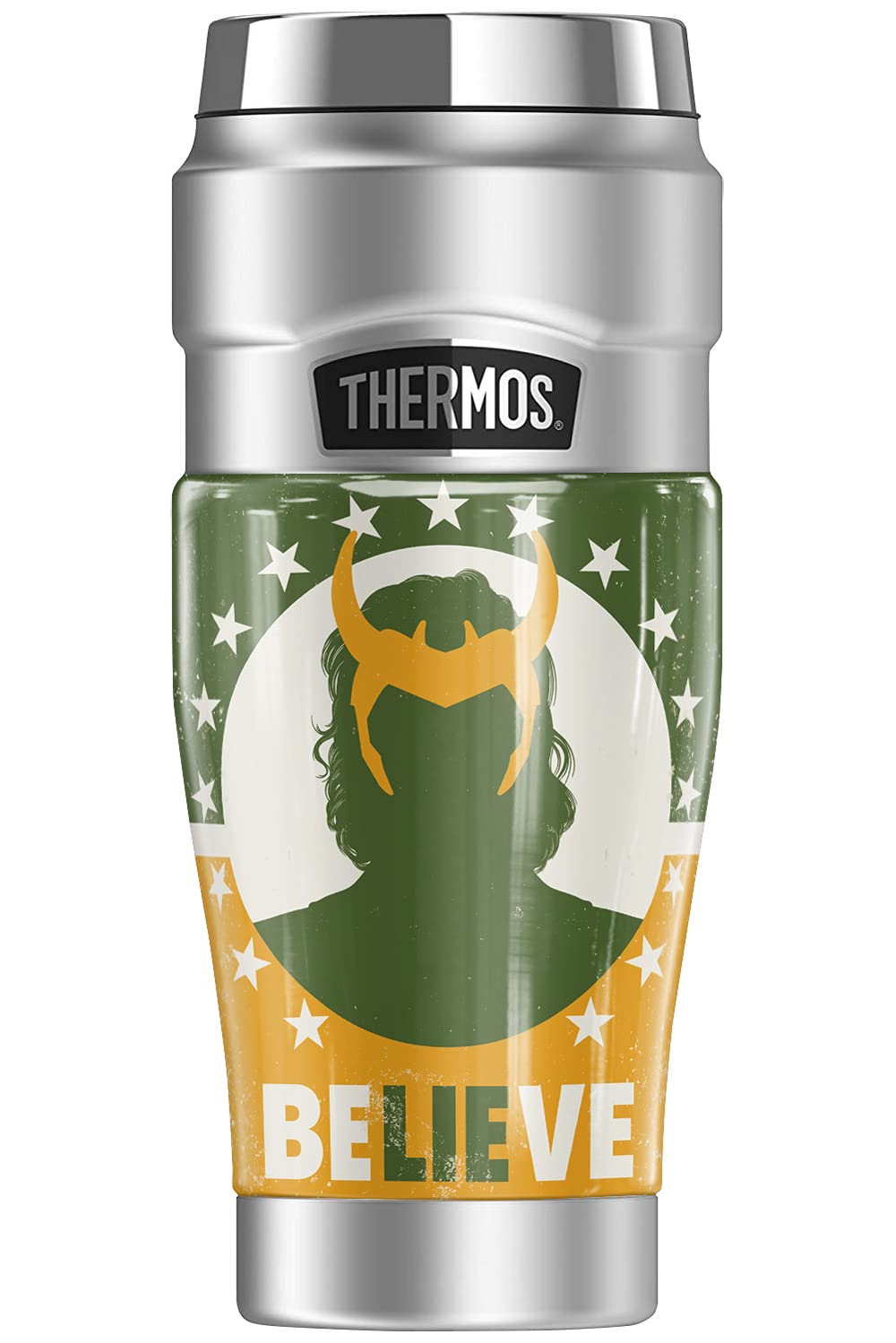 THERMOS MARVEL - Loki Believe STAINLESS KING Stainless Steel Travel Tumbler, Vacuum insulated & Double Wall, 16oz
