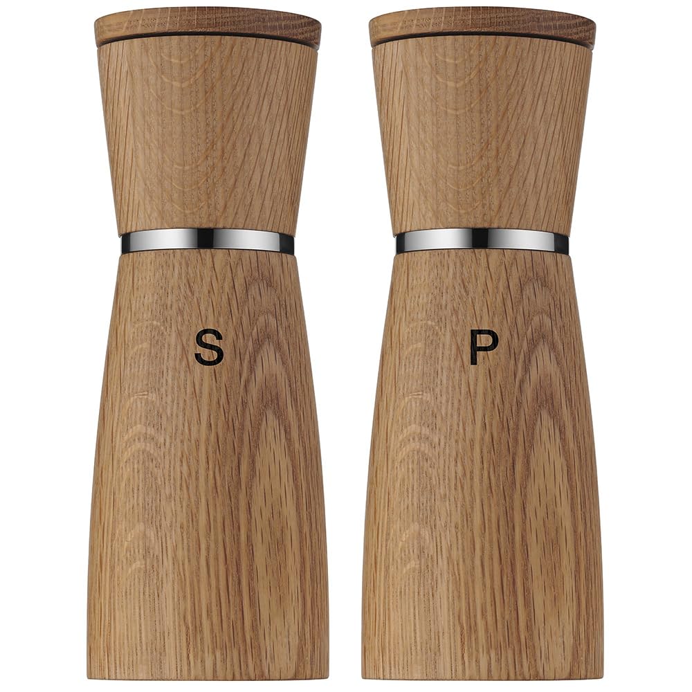 WMF Ceramill Nature Salz und Pfeffermühle-Set 2-teilig, 17,9 cm, unbefüllt, Holz Keramikmahlwerk, Mühle für Salz, Pfeffer, Chillischoten