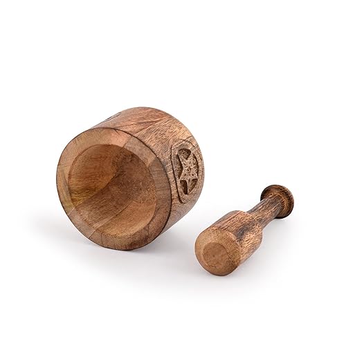 Miniatura 4 de Kaizen Casa Mortero de madera y mortero de ajo triturador de mano trituradora de utensilios de cocina