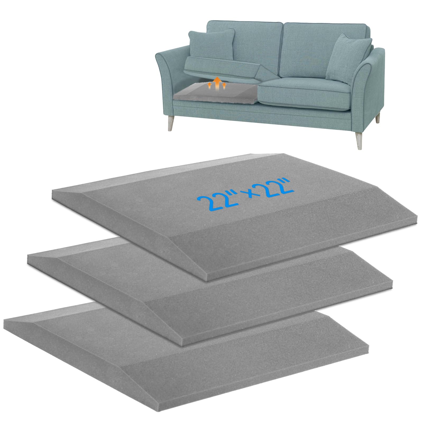 soptreedx 56×56cm Sofa Cushion Support for Sagging Couch, Grey 3PCS