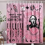 KAIRA Halloween Shower Curtain, 72x72 Inch with Hooks Spooky Scary Face Bathroom Decor, Funny Ghost-Themed Fabric Curtain for Party or Home Bathroom Use