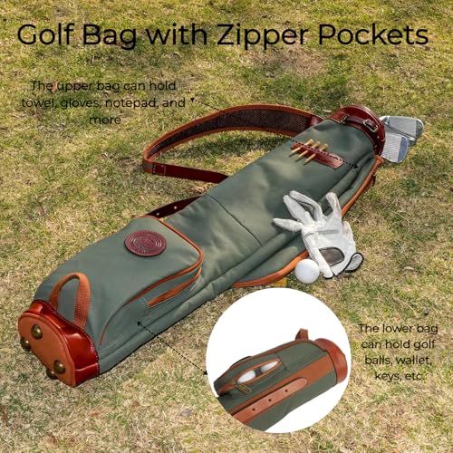 TOURBON Canvas and Leather Golf Bag