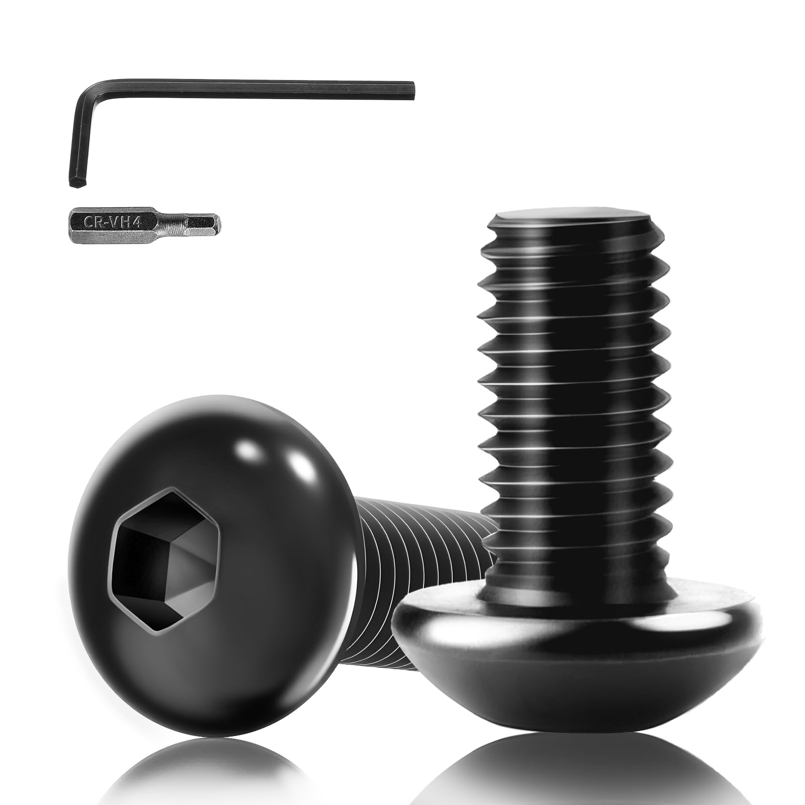 XRXYMQ 30 Pieces Black M6 Pan Head Hex Socket Screws M6 x 12mm Bolts with Allen Key Hex Bit for DIY Repairs and Maintenance