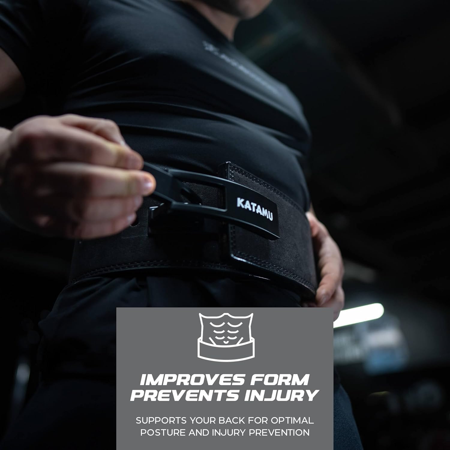 Katamu Premium Leather Lever Weightlifting Belt – Secure Steel Lever, Powerlifting Support for Deadlifts, Squats & Heavy Lifts - Be A Hero