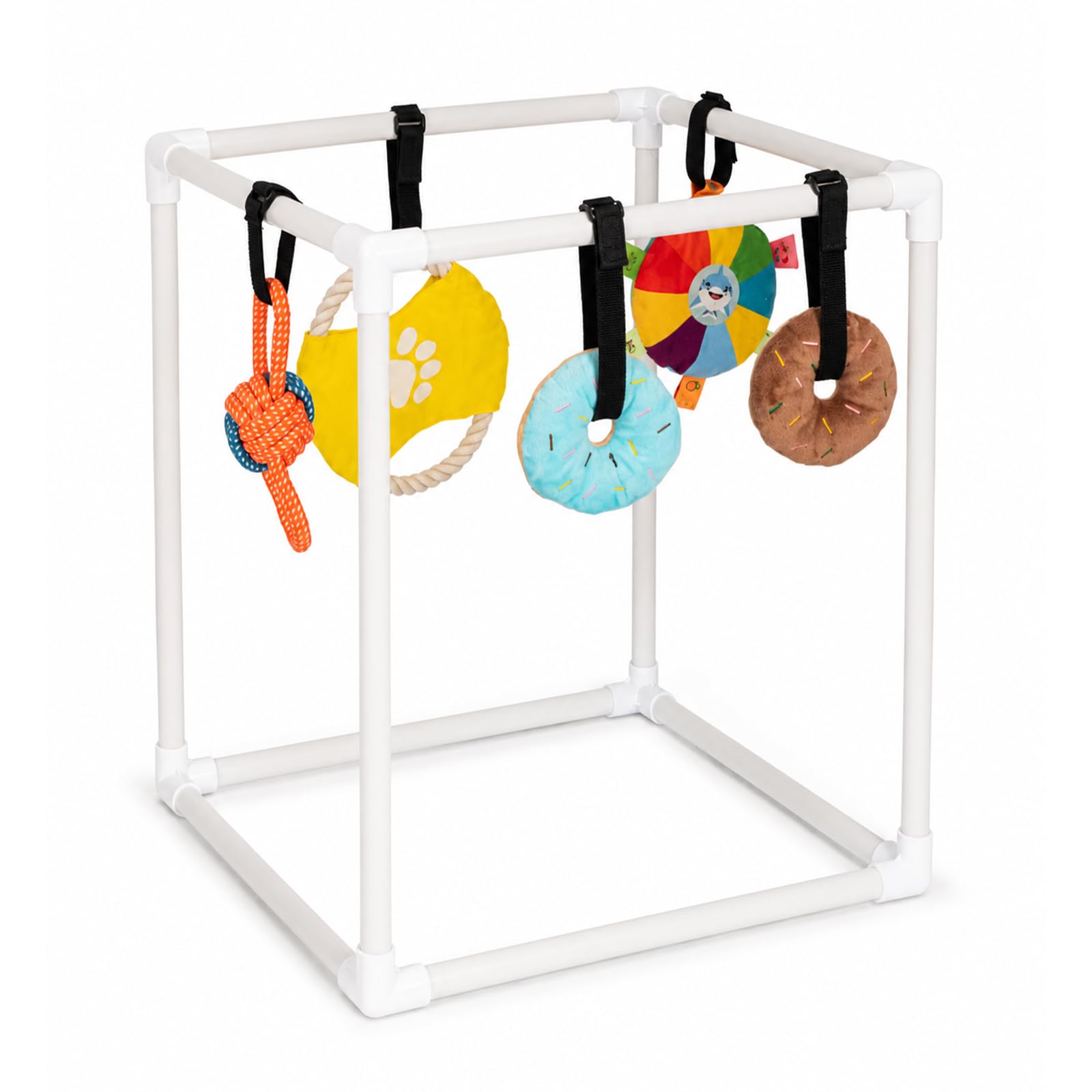 ANYVOYAGE Pet Training Activity Frame – Indoor Dog Exercise & Interaction Stand, Puppy Enrichment Training Equipment with Hanging Accessories, 5PCS Set, 50×41×41 cm