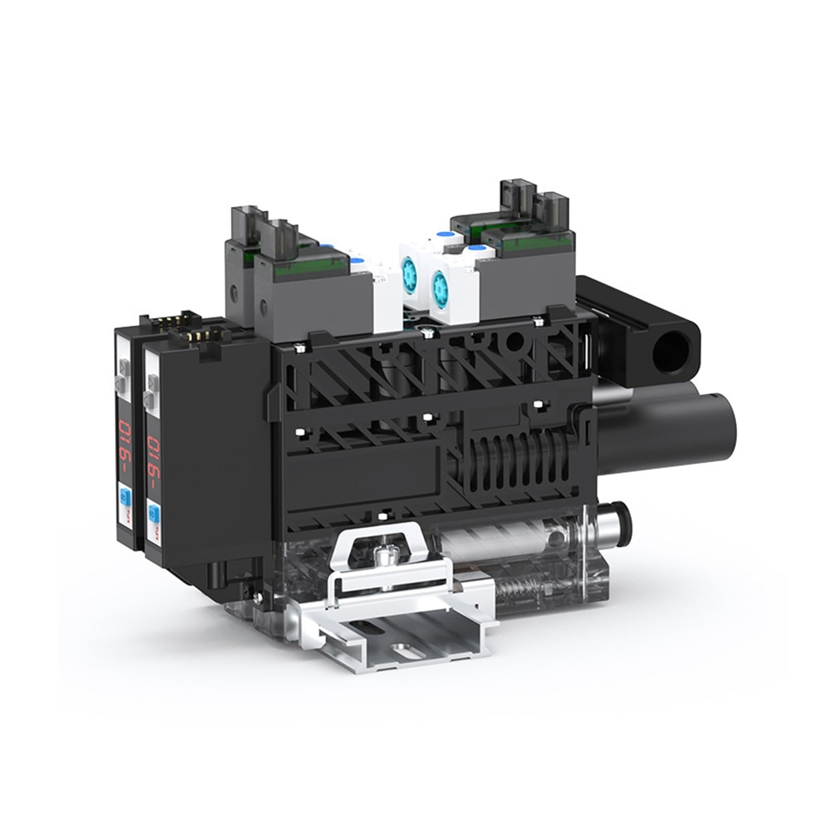 Generador de vacío con silenciador externo integrado de 2 unidades con válvula de vacío de control de presión negativa, alto caudal y presostato.(SZK-10-66W-SA-DL02)