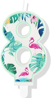 8th Birthday Candles,Flamingo Number 8 Candles for Cake,Luau Tropical Birthday Summer Beach Holiday Party Cake Toppers,Hawaiian Tropical Pineapple Boys Girls Party Decoration Supplies