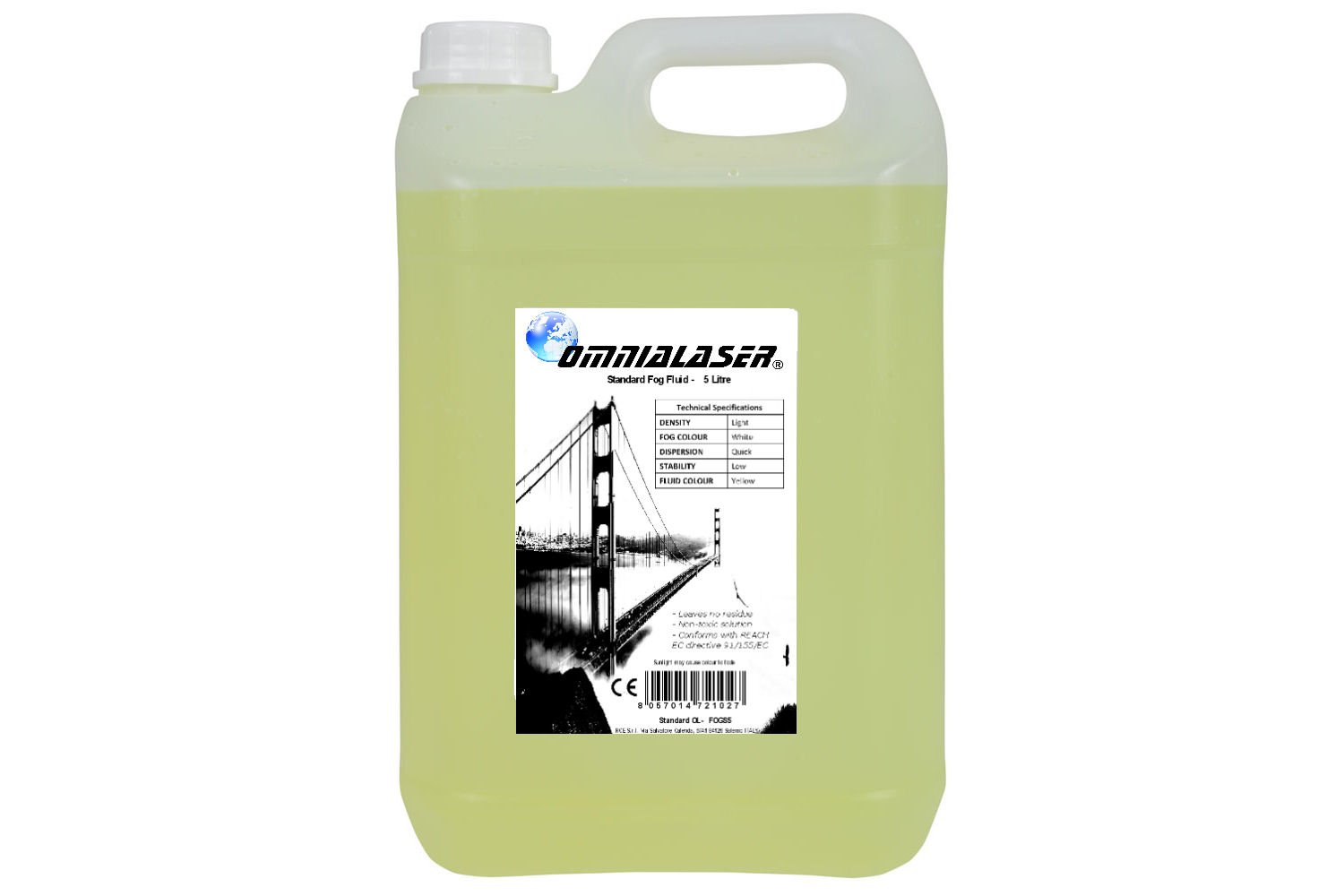 OL-FOGS5 Liquido per il fumo OmniaLaser Standard adatto per tutte le macchine del fumo fino a 900 Watt 5 Litri (OL-FOGS5) … OL-FOGS5
