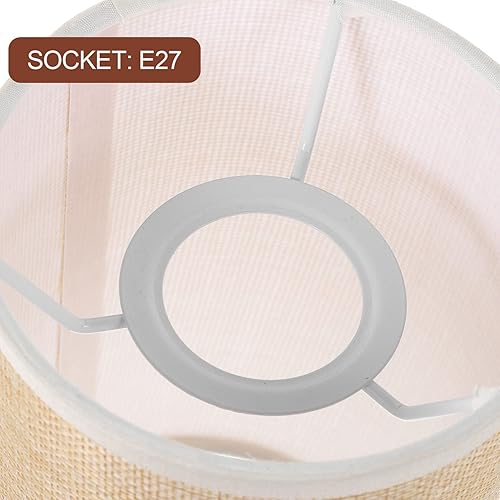 Miniatura 7 de Pantalla de lámpara de tambor, pantalla de lámpara cilíndrica de lino E27, lámpara de construcción de araña, luz de repuesto para lámpara de pie de