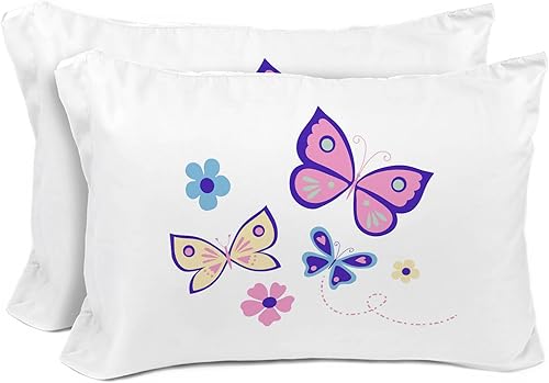 Sunny Side Up Flutter - Juego de 2 fundas de almohada reversibles, fundas de almohada de doble cara, para niños, súper suaves y florales