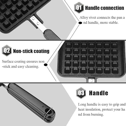 Miniatura 4 de Máquina para hacer gofres belga antiadherente, prensa panini de acero inoxidable, máquina para hacer sándwiches de desayuno, máquina para hacer