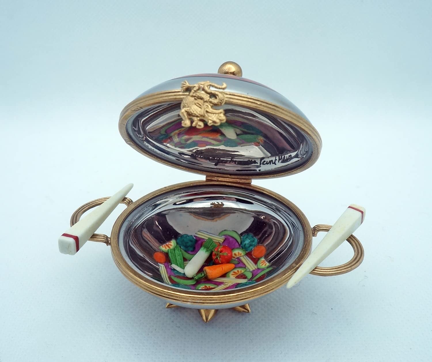 リモージュボックス 手描き Limoges トリンケットボックス 野菜3種 リモージュボックス 手描き Limoges トリンケットボックス 野菜3種