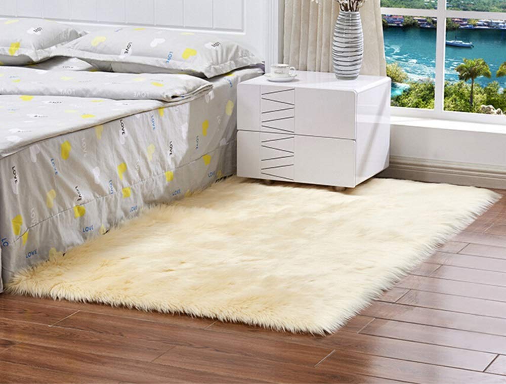 CNFQ Faux Fleece Carpet Soft Faux Sheepskin Wool Rug Wool carpet