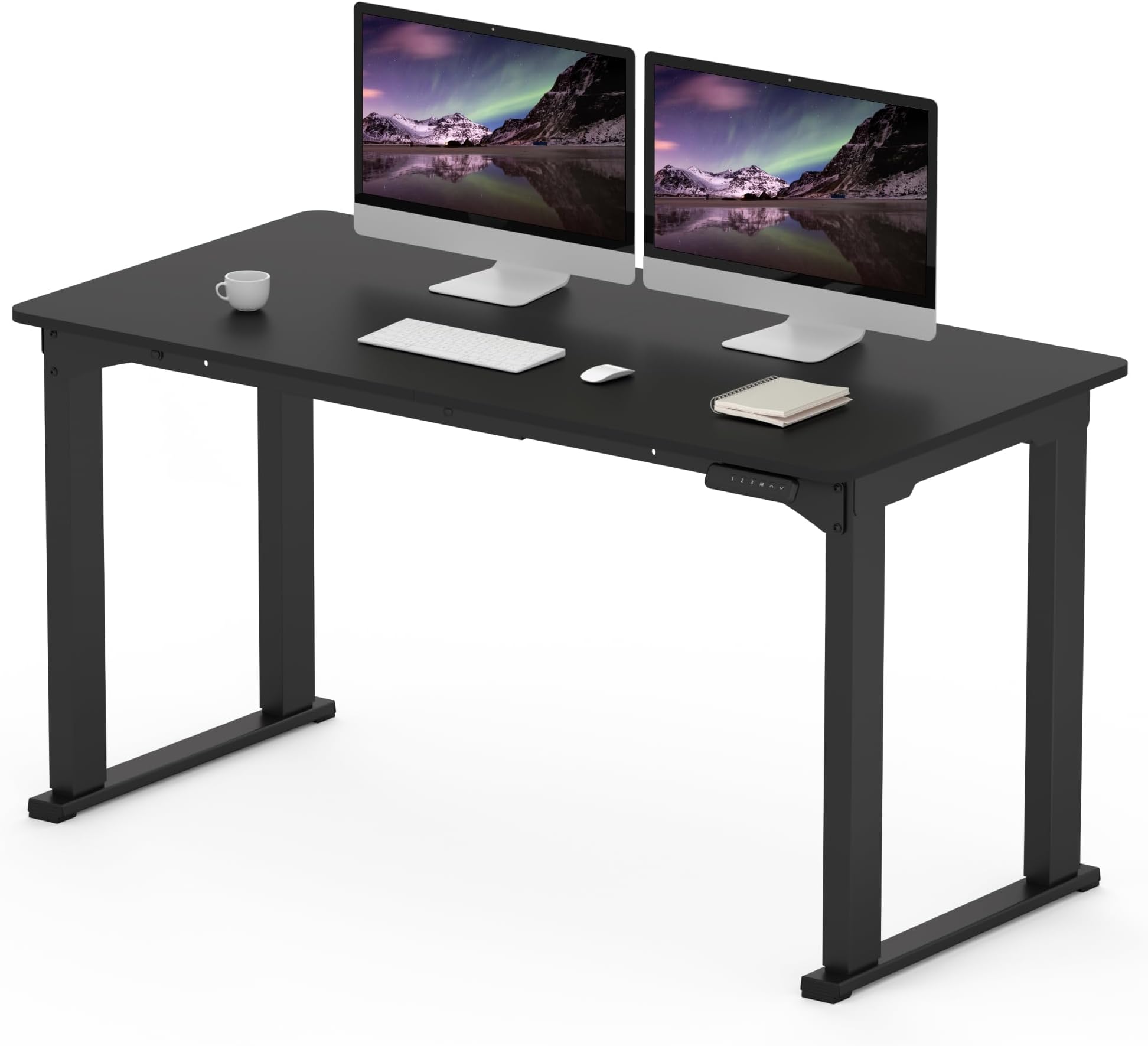 SANODESK 4-Leg Standing Desk, Electric Height Adjustable Desk with Memory Presets for Home Office, Stand up Desk Computer Workstation, 55x28 Inches Black