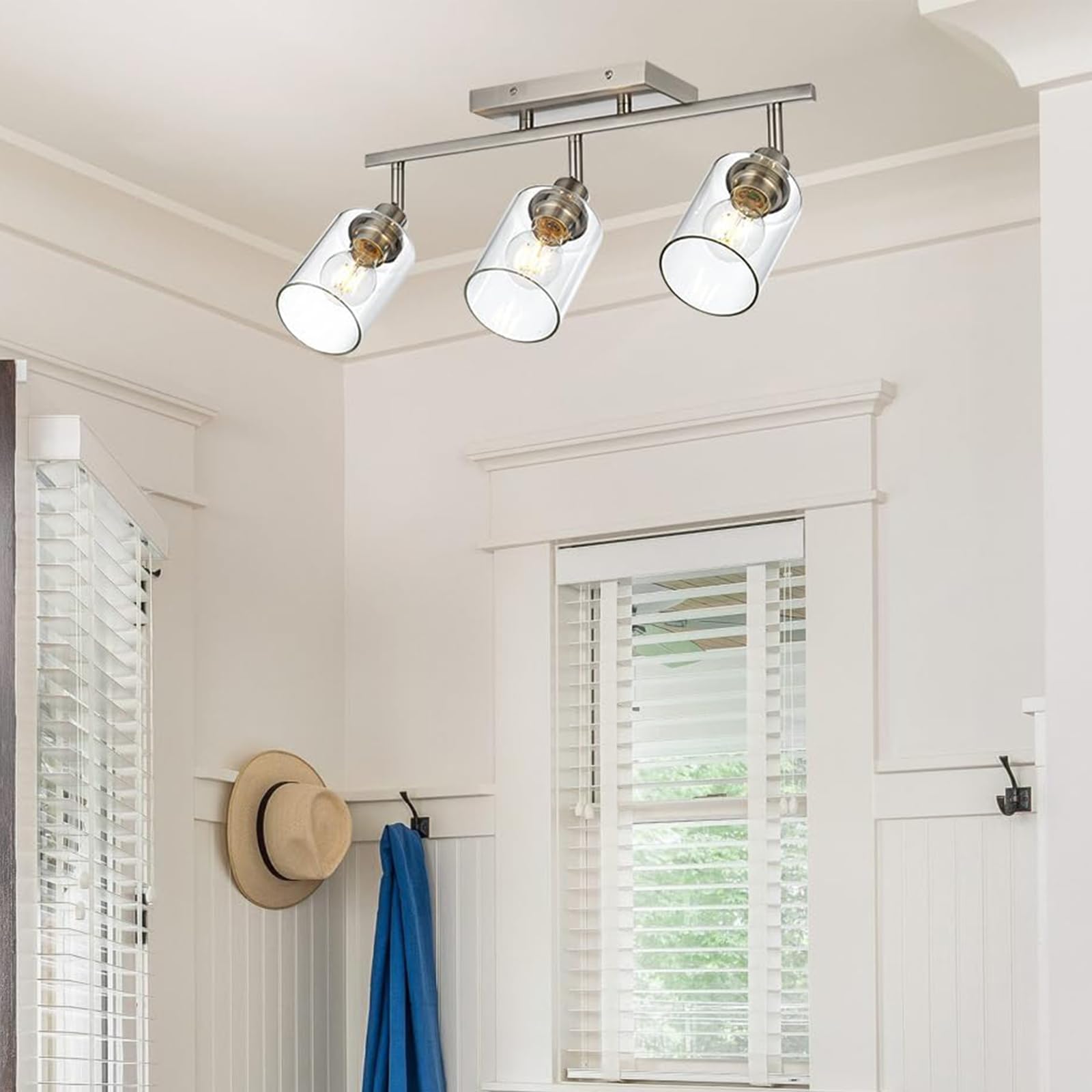3 Light Track Lighting Fixtures Ceiling, Brushed Nickel Wall Scones