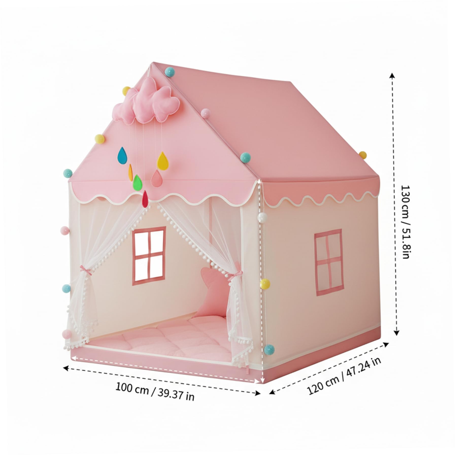 Tenda da Gioco per Bambini, 4, Lavabile, Porta Cappello da Cowboy da 55 Pollici, Ganci per Cappello per WA