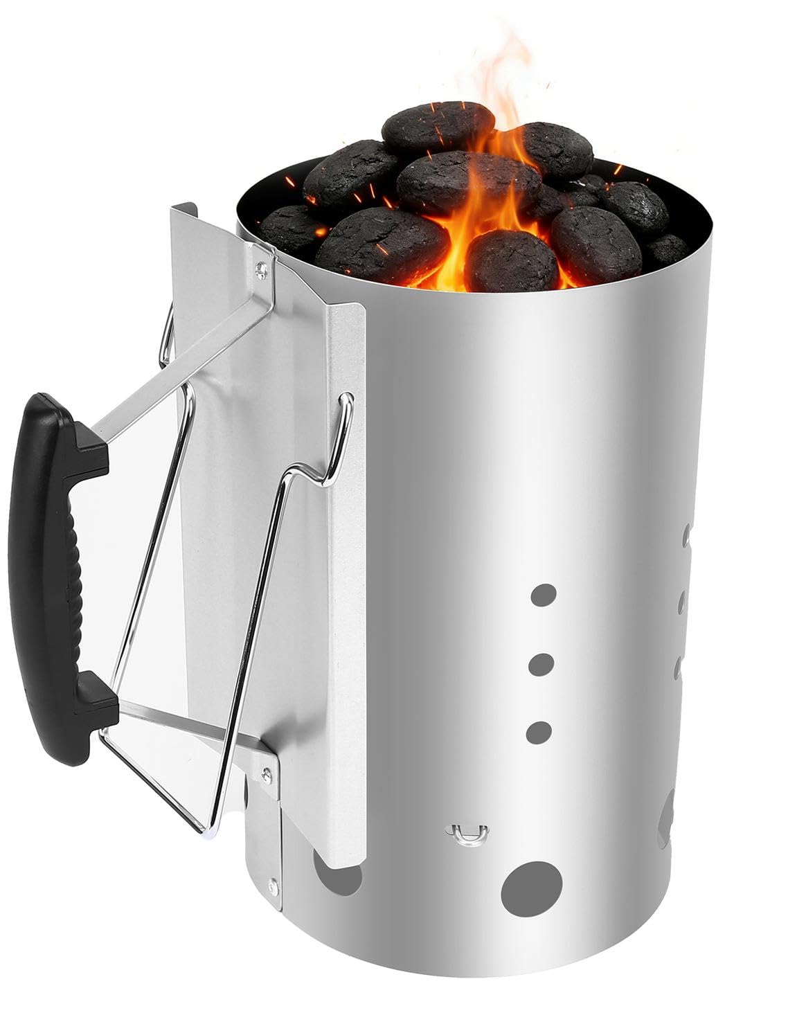 QuliMetal Rapidfire Starter - Klein (20cm Höhe), kompakter Grillanzünder mit Zwei Griffen, ideal für alle Holzkohlegrills ab Ø 47cm, Anzündhilfe für Holzkohle, Briketts - (7416)