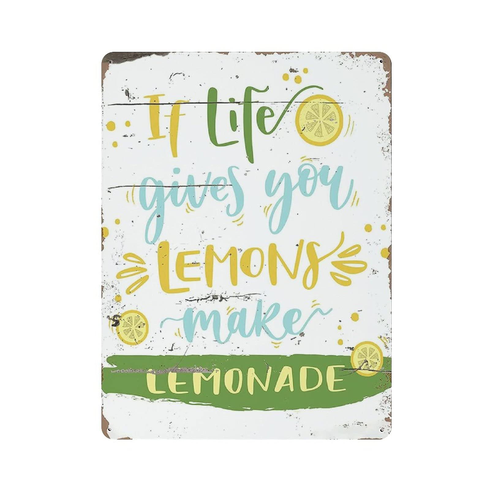 Metal Tin Sign If Life Give You Lemon Make Lemonade Vintage Tin Poster Metal Sign Wall Decoration Country Kitchen Home Garage Decor 16"x12"