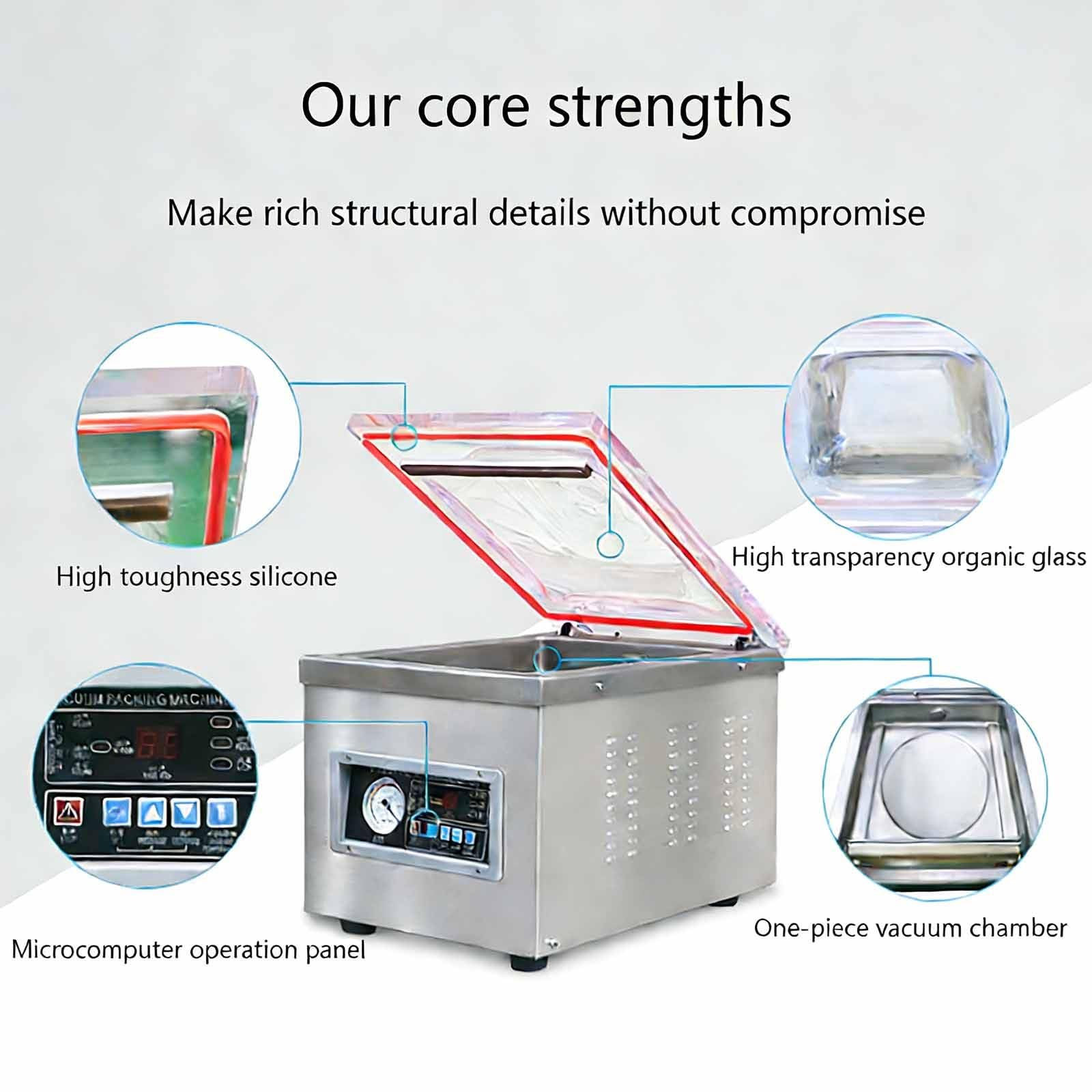Máquina selladora al vacío de cámara para envasado de alimentos, sellador al vacío profesional para carnes frescas, frutas, uso doméstico y comercial, 9 paquetes abatibles