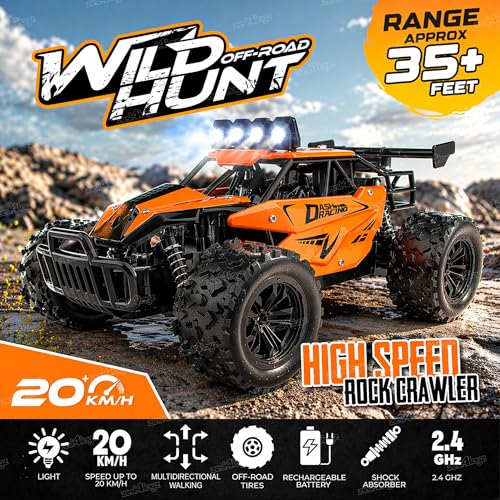 Image of Zest 4 Toyz Rock Crawler Monster Truck | Remote Control Car Toy for Kids Adults | Drift Offroad 20km /h High Speed Rechargeable RC Car | 35+ft Range 2.4GHz Remote | USB Cable | Birthday Gift