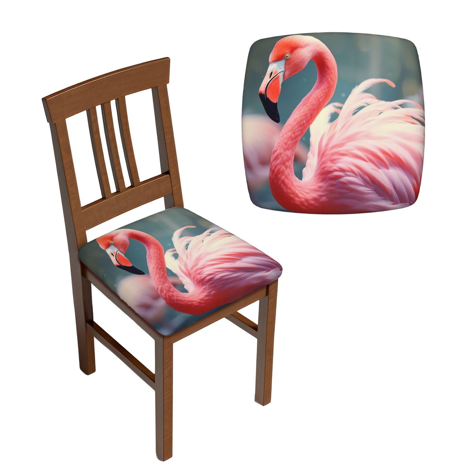 NONHAI 6PCS Dining Chair Seat Covers Set Pink Flamingo Stretch Removable Chairs Covers Washable Seat Cushion Slipcovers Protector for Dining Room Kitchen Chairs