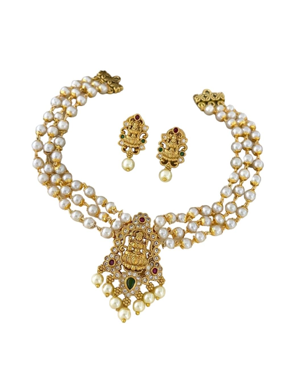 NalliJai Jewellers Cz/American diamond Stones Pearl Chocker/Necklace and Earring Set (B0CQR5NGPZ) Amazon Price History, Amazon Price Tracker