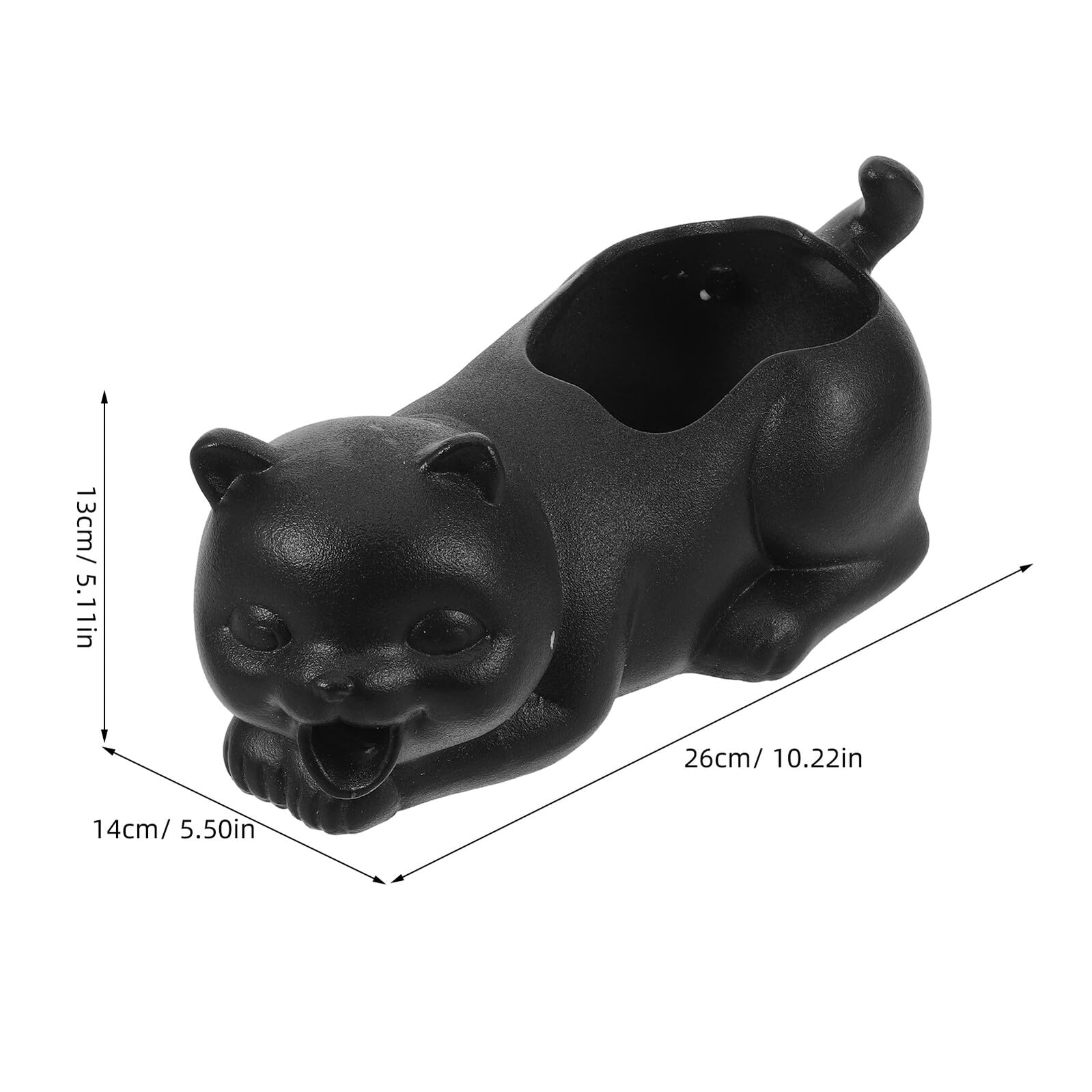 Abaodam Escultura de Gato de Cerámica Negra para Pecera Fuente Decorativa Flujo de Agua Natural para Acuarios de Agua Dulce Accesorio de Oxigenación y Decoración para Jardín Interior y