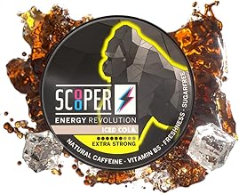 SCOOPER Energy 1x Iced Cola Xtra Strong | 80 MG Koffein pro Pouch | 12 Pouches pro Dose | Zuckerfrei & Vegan | Energy Drink Alternative | Energy Booster Pouches