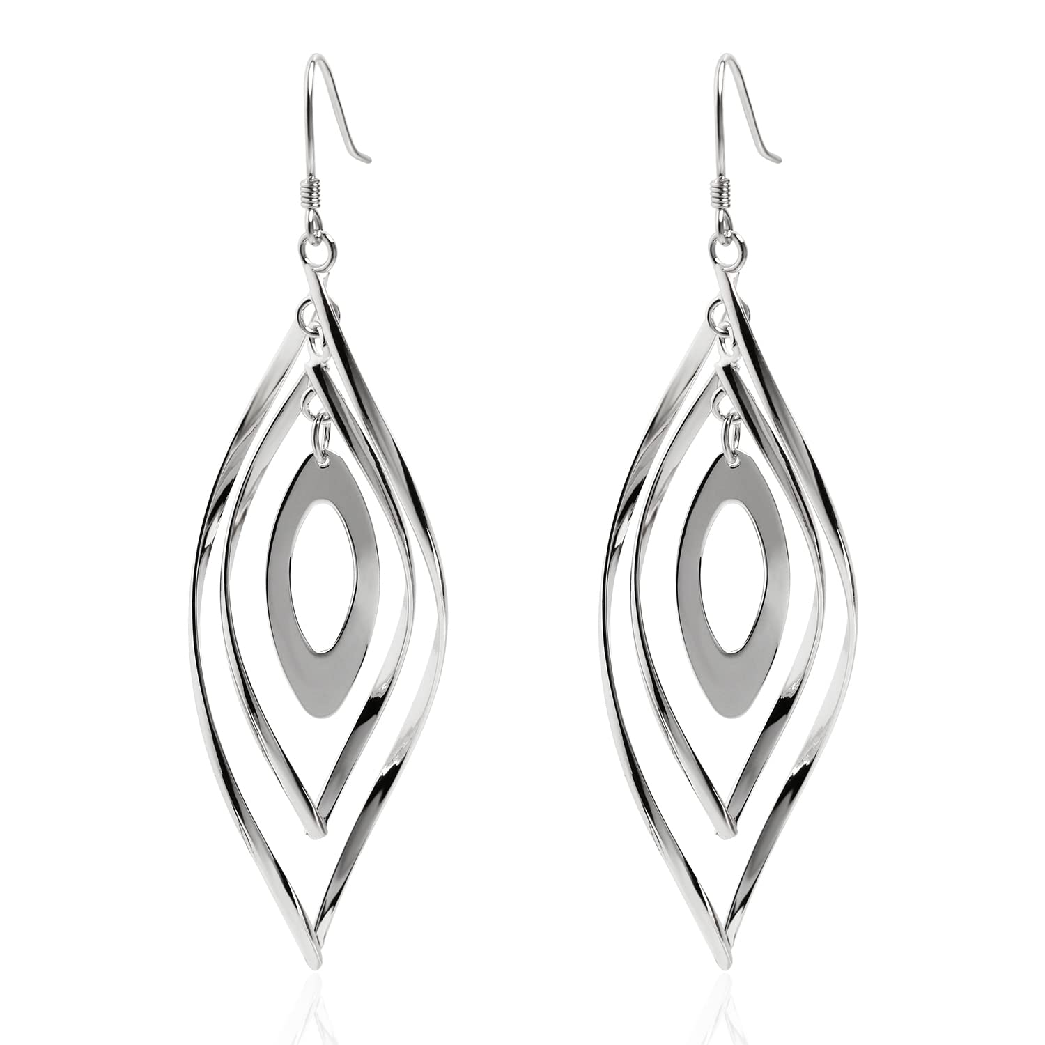 Meissa Orecchini pendenti donna Geometrica 925 Orecchini lunghi Donna Gioielli ipoallergenici, Argento