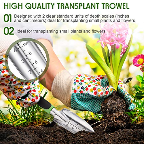 image for Honoson Garden Hand Trowel Transplant Trowel with Measurements Aluminu