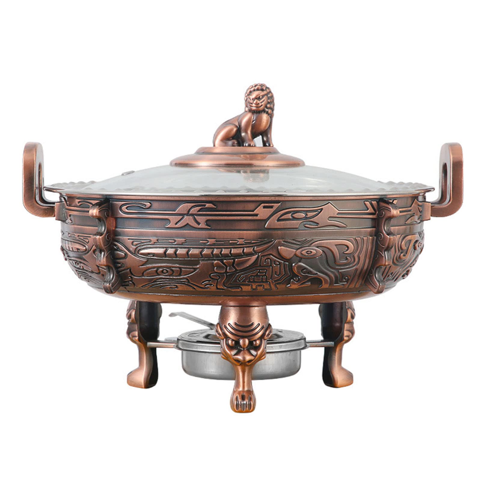 Scaldavivande e scaldavivande – Confezione da 2/4 Chafer rotondi per catering e buffet per cucina, feste, sala da pranzo buffet, finitura bronzo rosso, include padella e supporti per uel