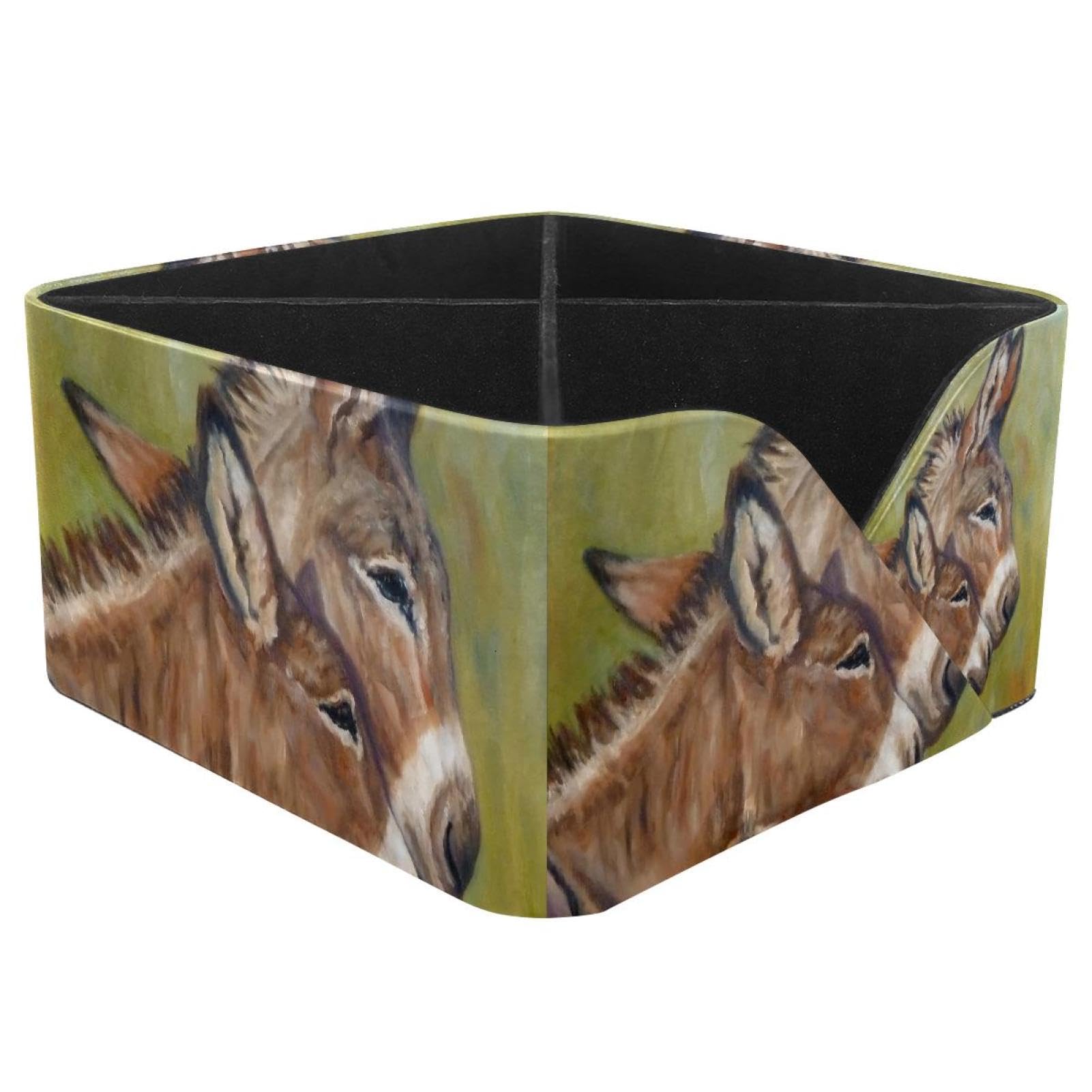 KengjuTesu Donkey Hugs Painting Desktop Organizer Pen Holder, Rectangular Pencil Cup for Office, Study and Makeup Stations