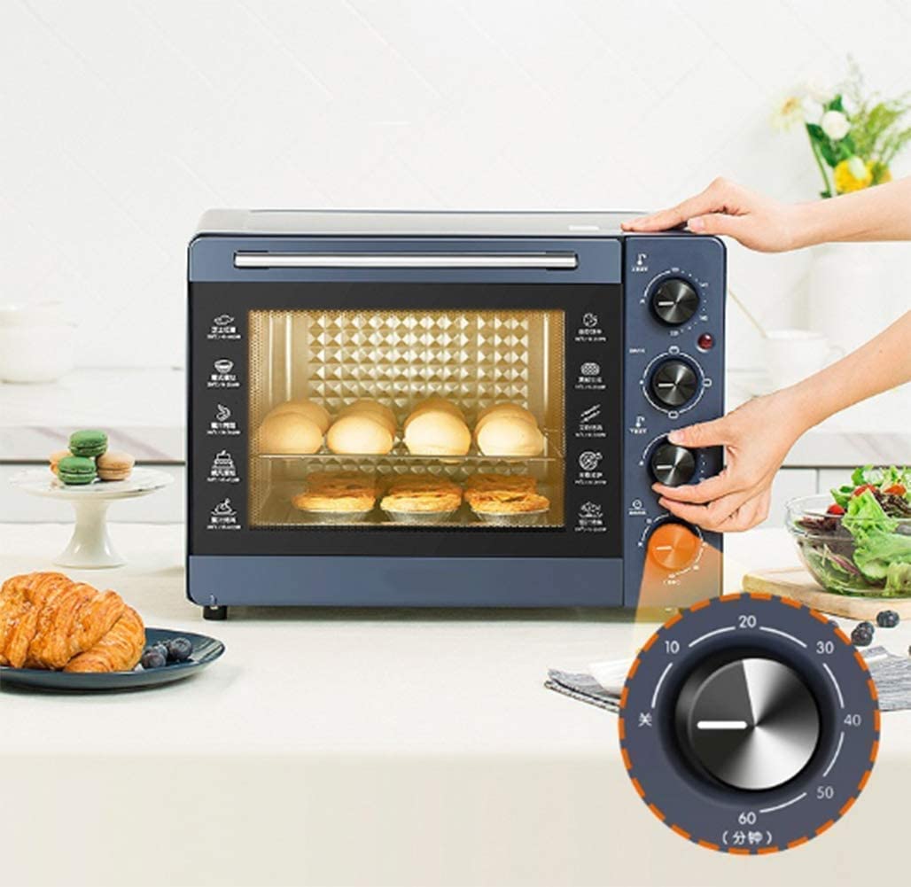 Forno Multifunzione ， Controsoffitto Turbo Convezione Controsoffitto Tostapane Timer Forno Doppio Vetro Porta Calore Superiore E Inferiore Nero Forno Tostapane 32L Utile