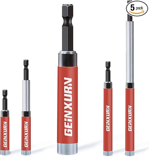 5 PCS Drive Guide with Self Retracting Sleeve, Mixed Length Magnetic Drill Bit Tip Holder for Prevent Screws Shaking When Driving