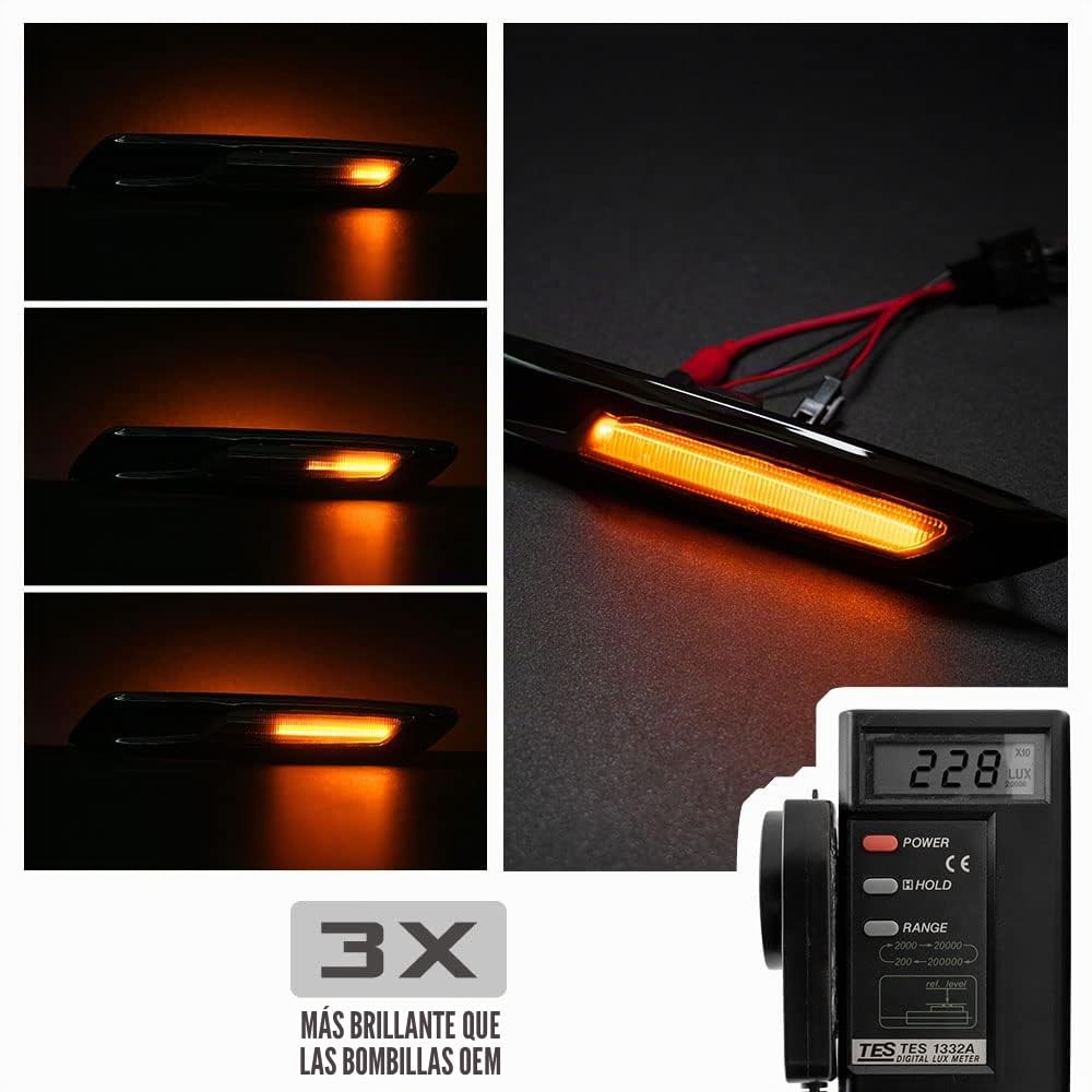 Marcadores laterales LED dinámicos Compatibles con BMW 5 Series F10 F11 2011 2012 2013 Ámbar Intermitentes laterales secuenciales Repetidor de intermitentes